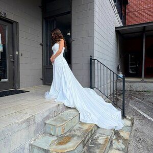 Beautiful dress - Ritzee Originals White 4253 Gown with ruched top and train